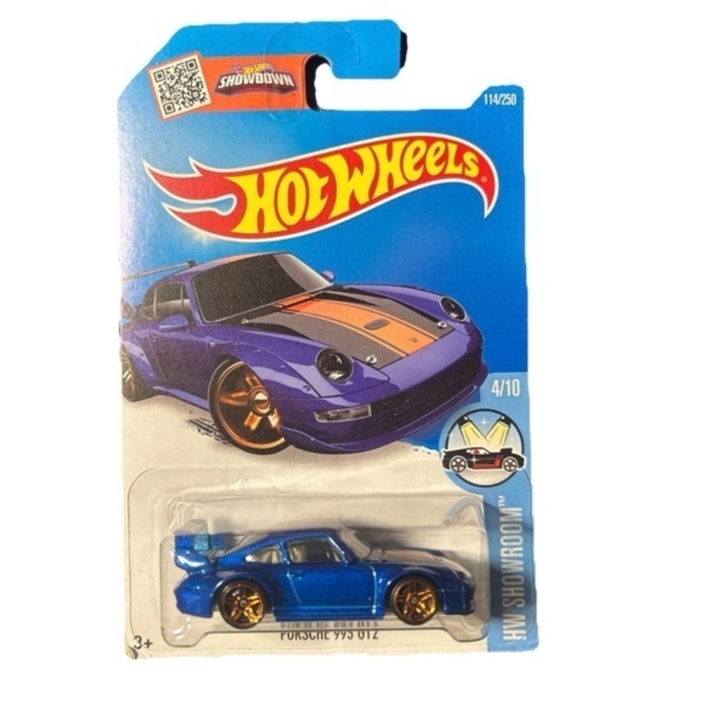 Hot Wheels HW Showroom 4/10 (2015) Blue Porsche 993 GT2 Car 114/250 - card wear